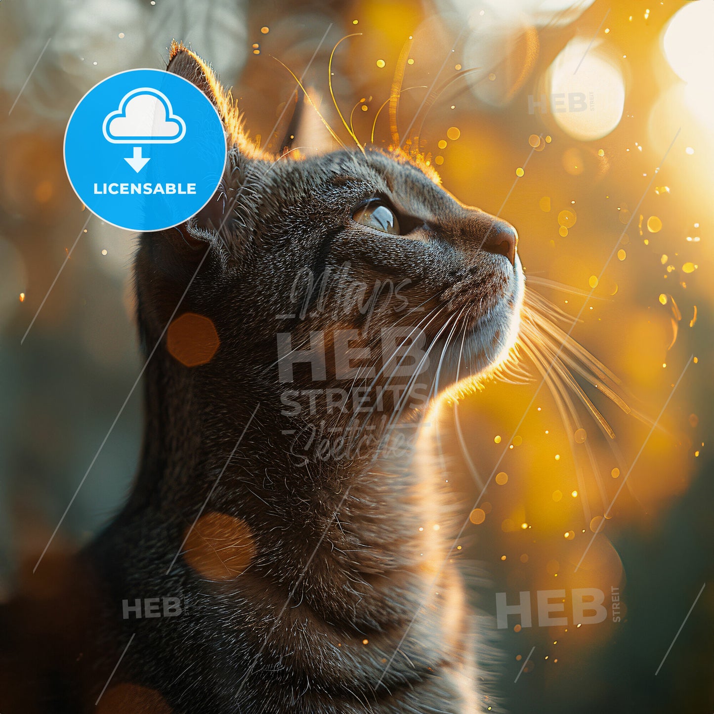 Purrfect Harmony: The Cat’s Meow - A cat looking up at the sun