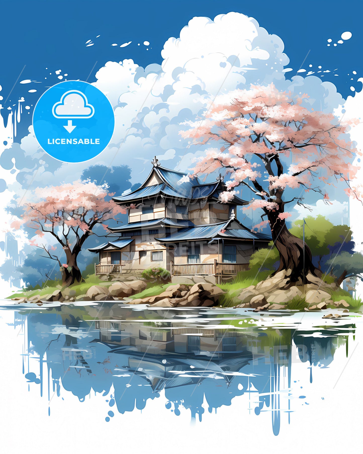 Quanzhou China Cityscape Painting, Vibrant City Skyline Art, Lake House Shore Picture, Canvas Print