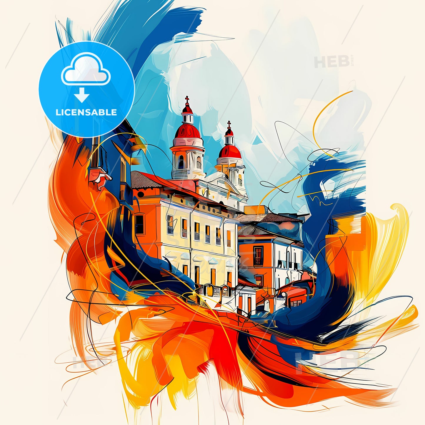 Vibrant Quetzaltenango, Guatemala - A Painting Of A Building