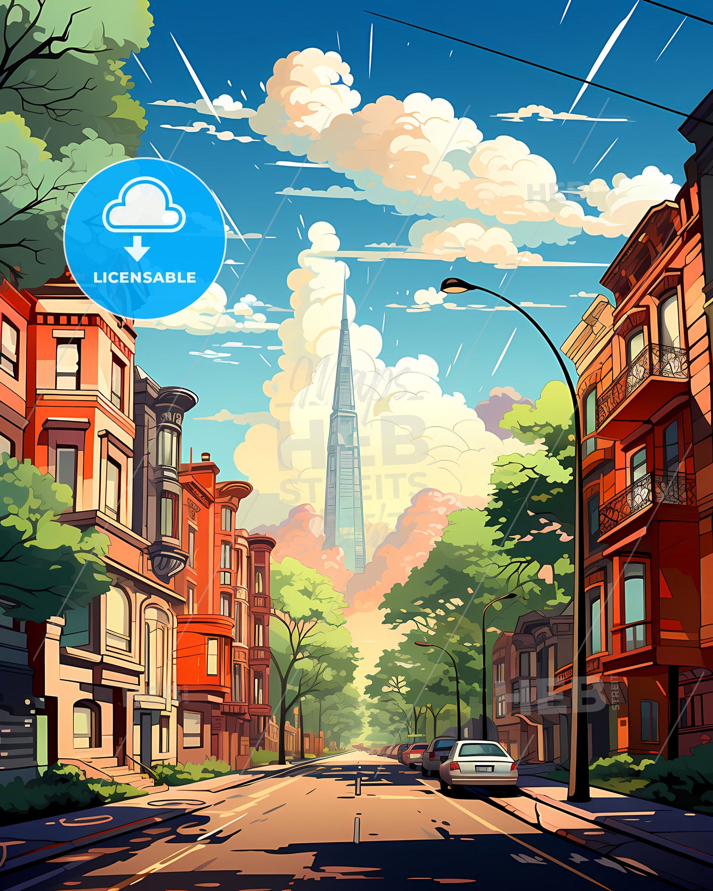 Quilmes Argentina Cityscape - Vibrant Street Art Painting with Tower