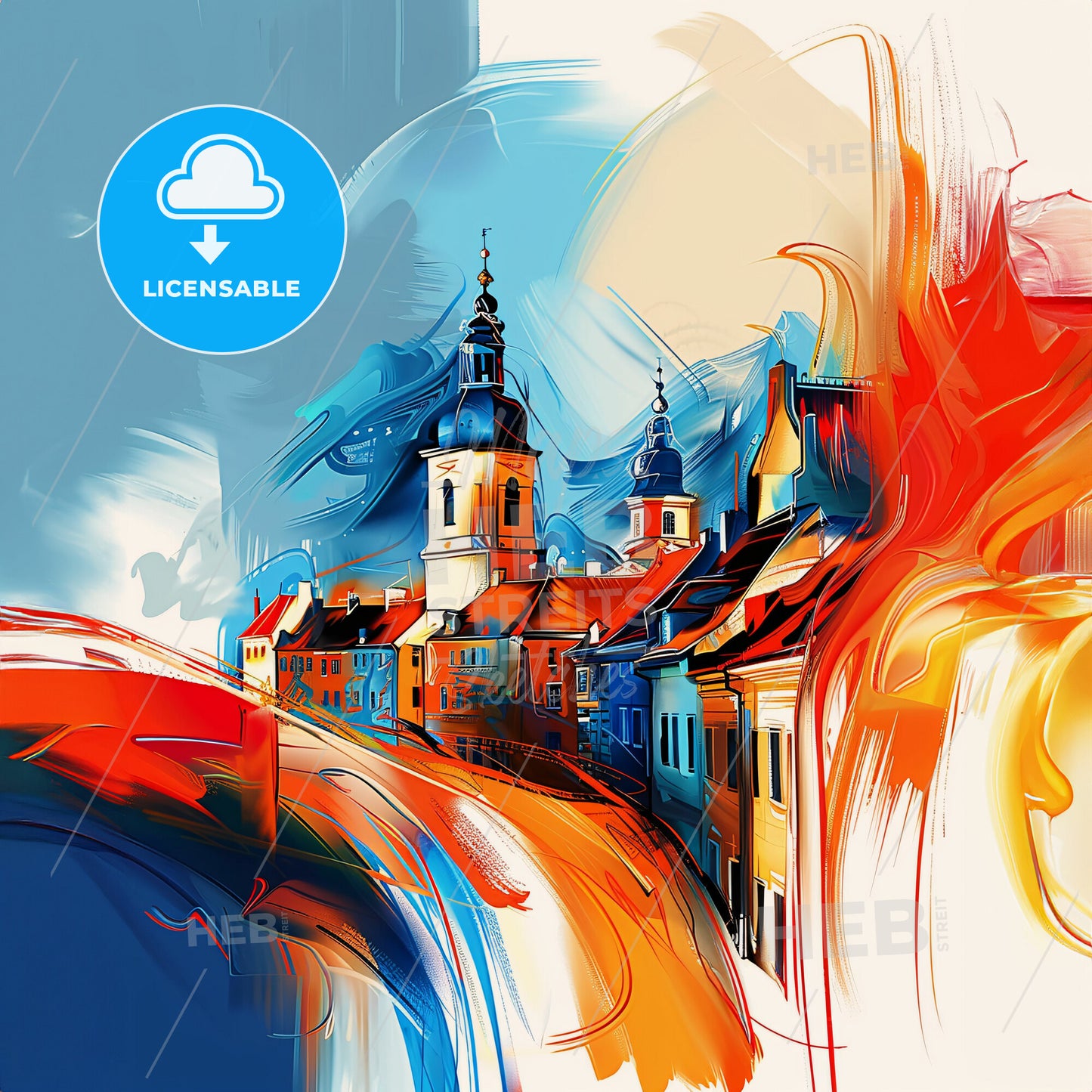 Vibrant Randers, Denmark - A Colorful Painting Of A Town