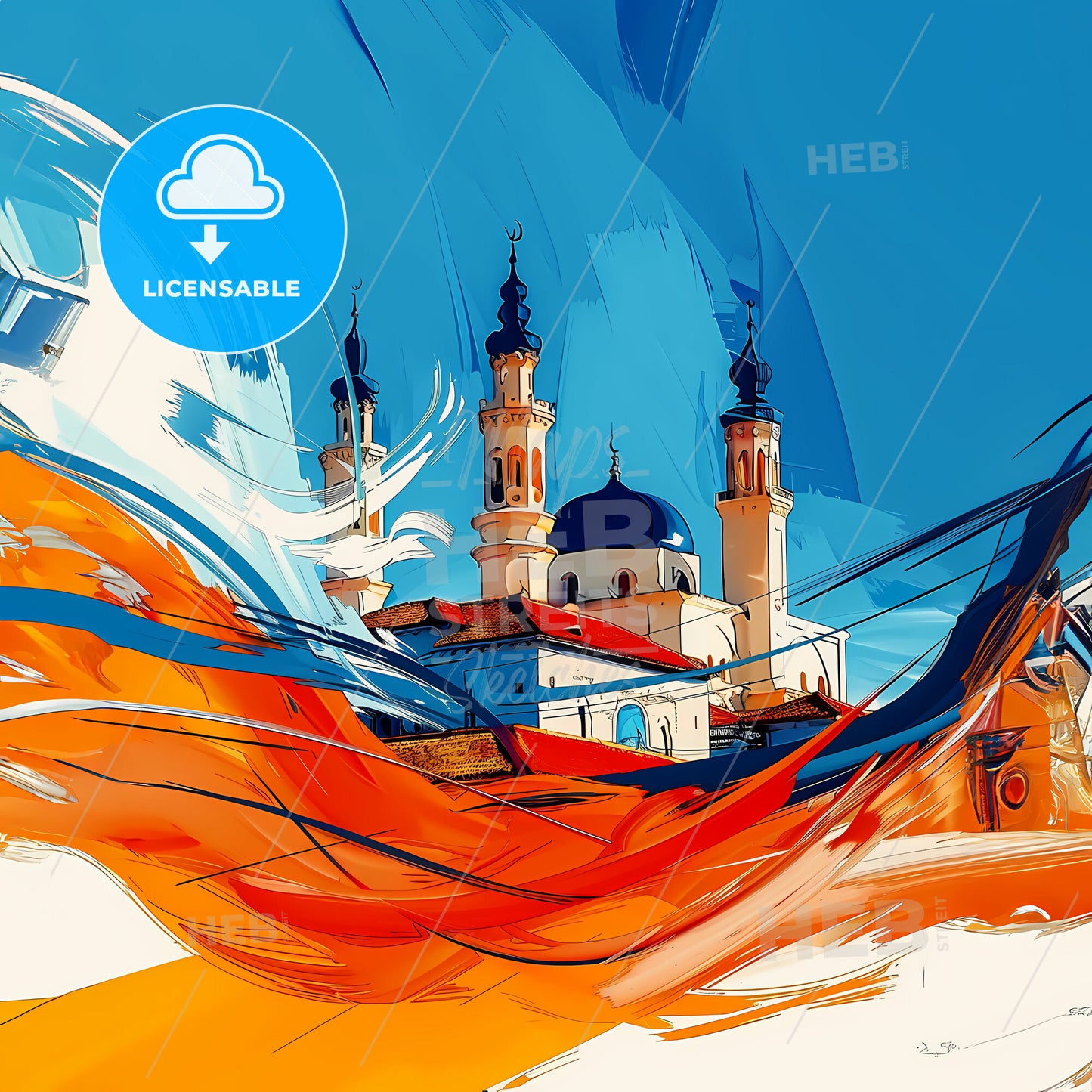 Vibrant Ras Al-Khaimah , United Arab Emirates - A Colorful Painting Of A Building