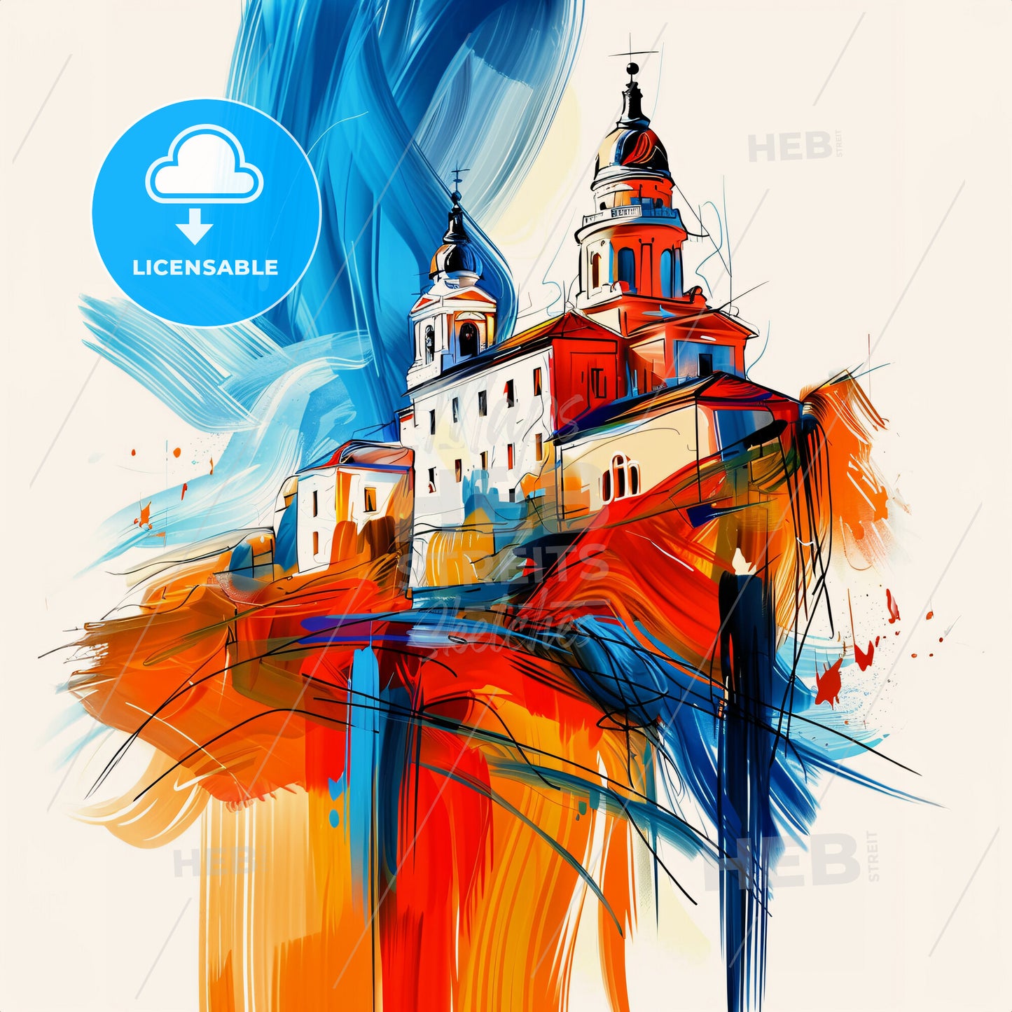 Vibrant Rayleigh, England - A Painting Of A Building