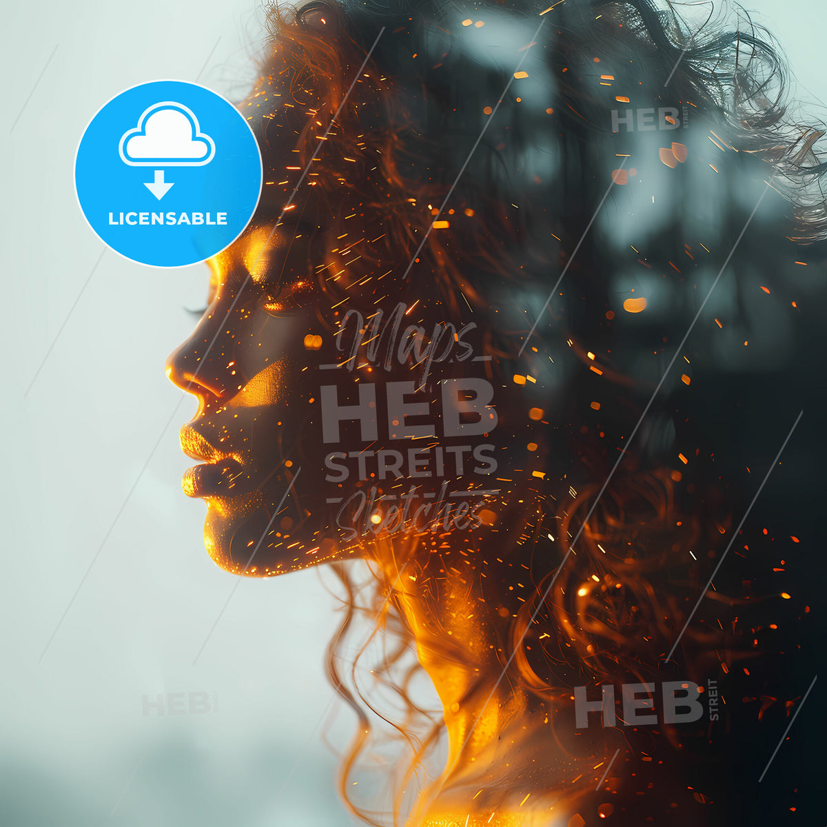 Rebel Reflections: Mirrors of Mischief - A woman with curly hair and orange light