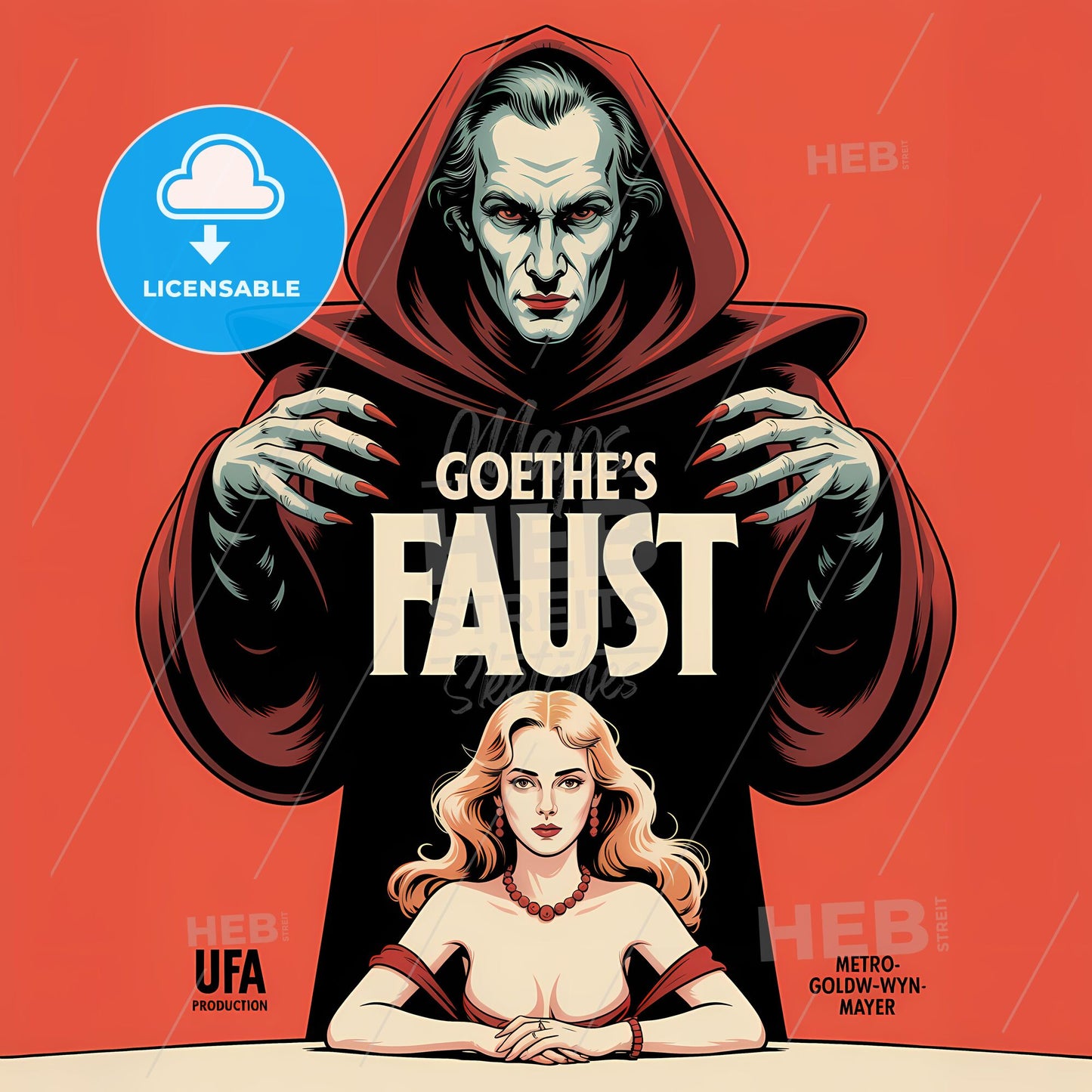 Red Menace: A Vintage Art Deco Tribute to Goethe's Faust