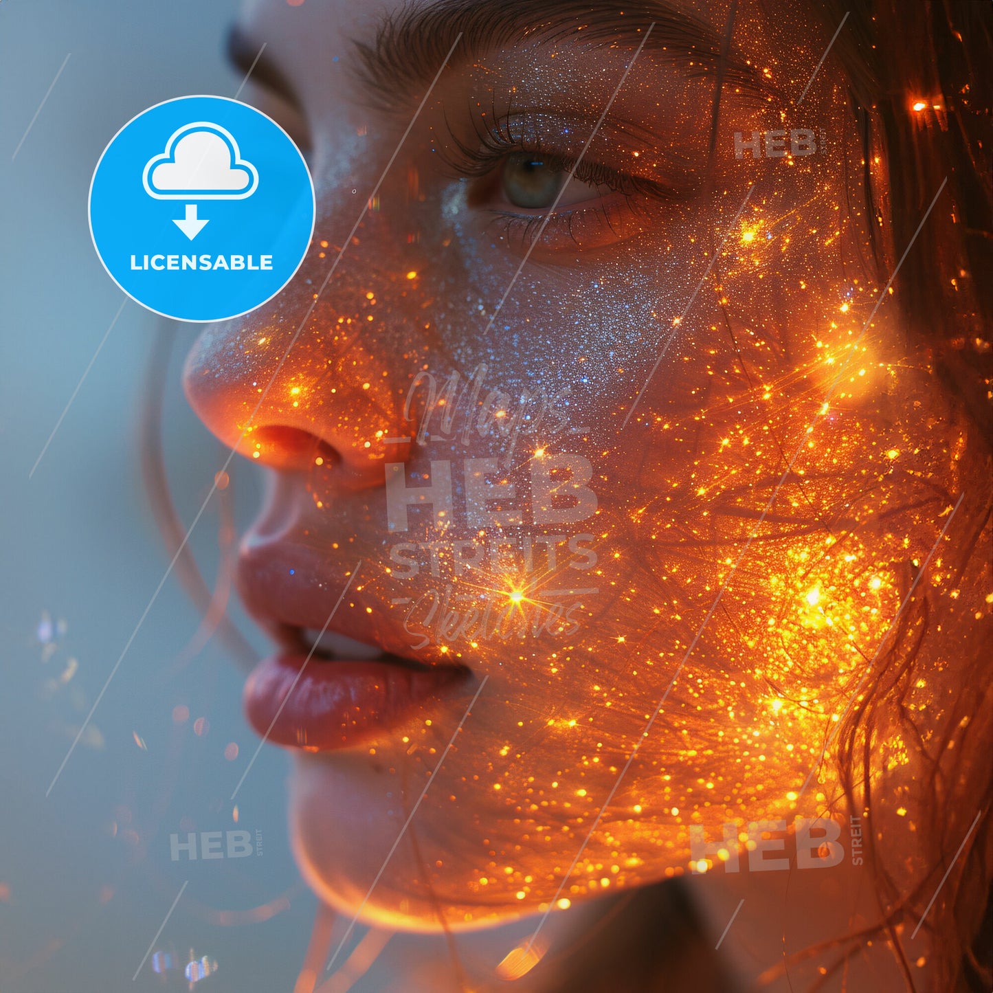 Reflections on Reality: A Mirror’s Tale - A woman with sparkles on her face