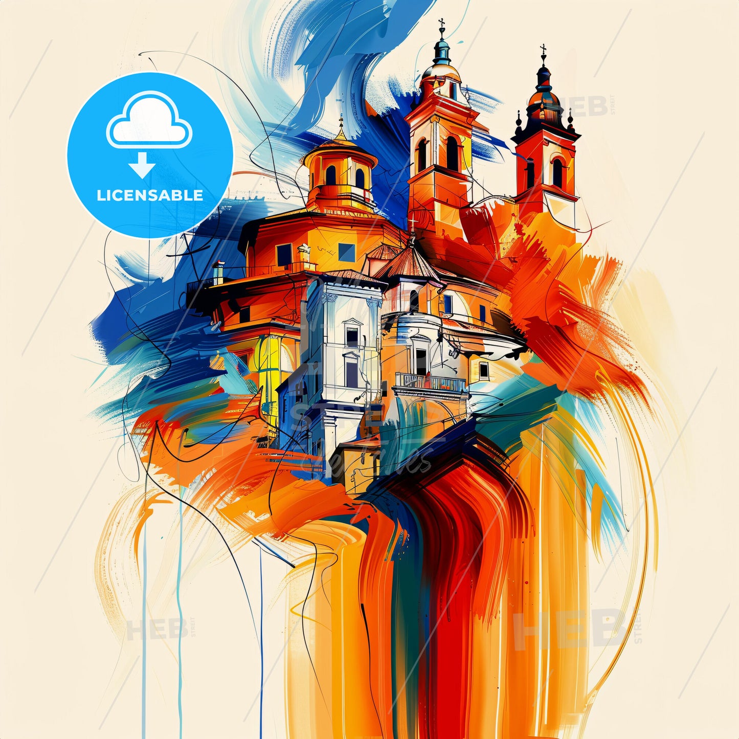 Vibrant Reggio Calabria, Italy - A Colorful Painting Of Buildings