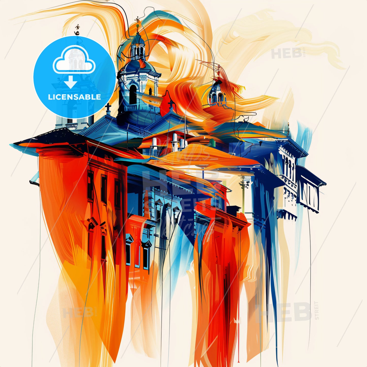 Vibrant Reggio Emilia, Italy - A Colorful Building With Towers And Spires