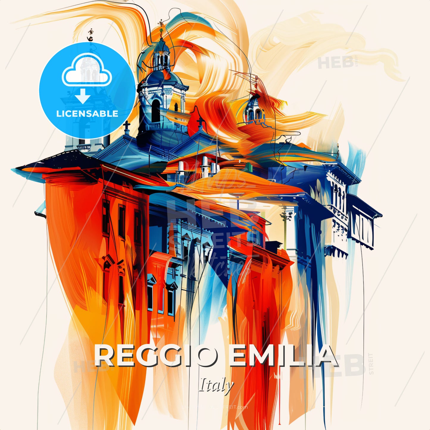 Vibrant Reggio Emilia, Italy - A Colorful Building With Towers And Spires - Square format print template