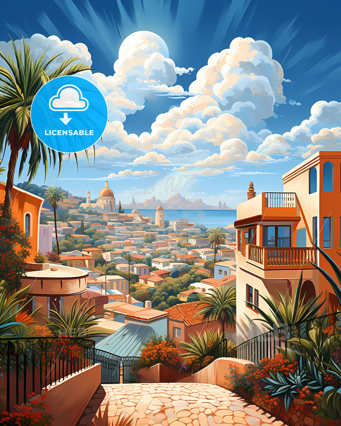 Rehovot Israel Panorama Art Skyline Painting Cityscape