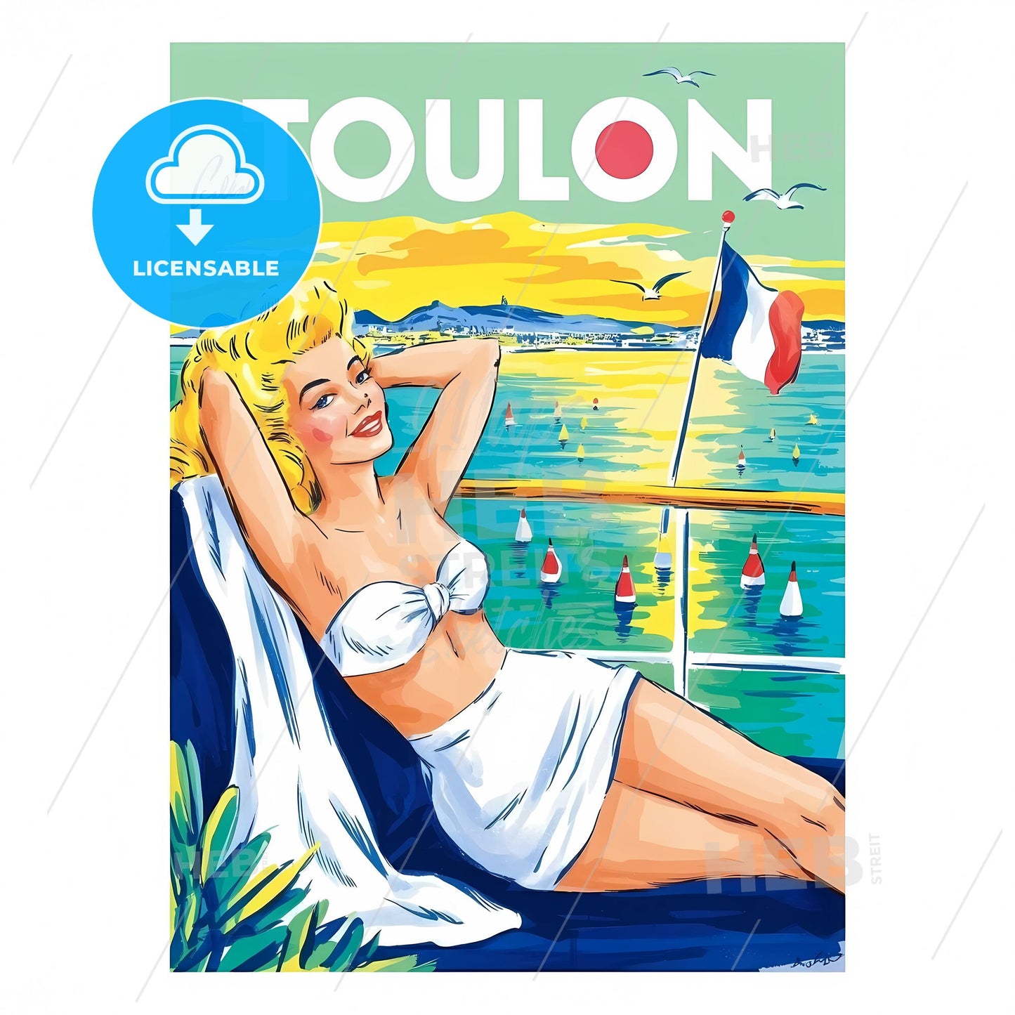 Retro Toulon Escape: Vintage Coastal Dreams at Sunset