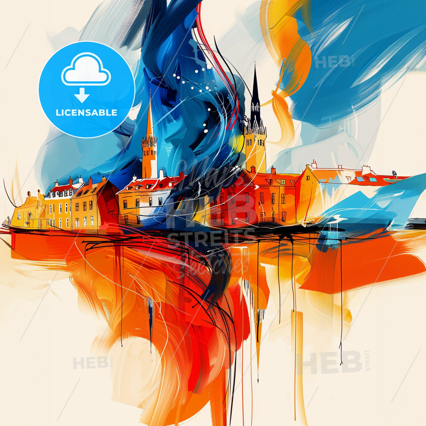 Vibrant Reykjavík, Iceland - A Painting Of A City