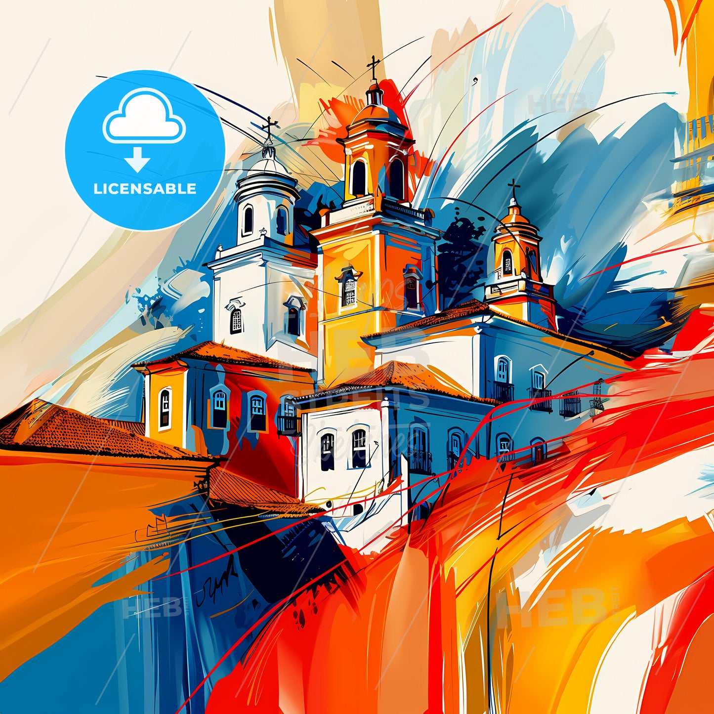 Vibrant Ribeirao Das Neves, Brazil - A Painting Of A Building