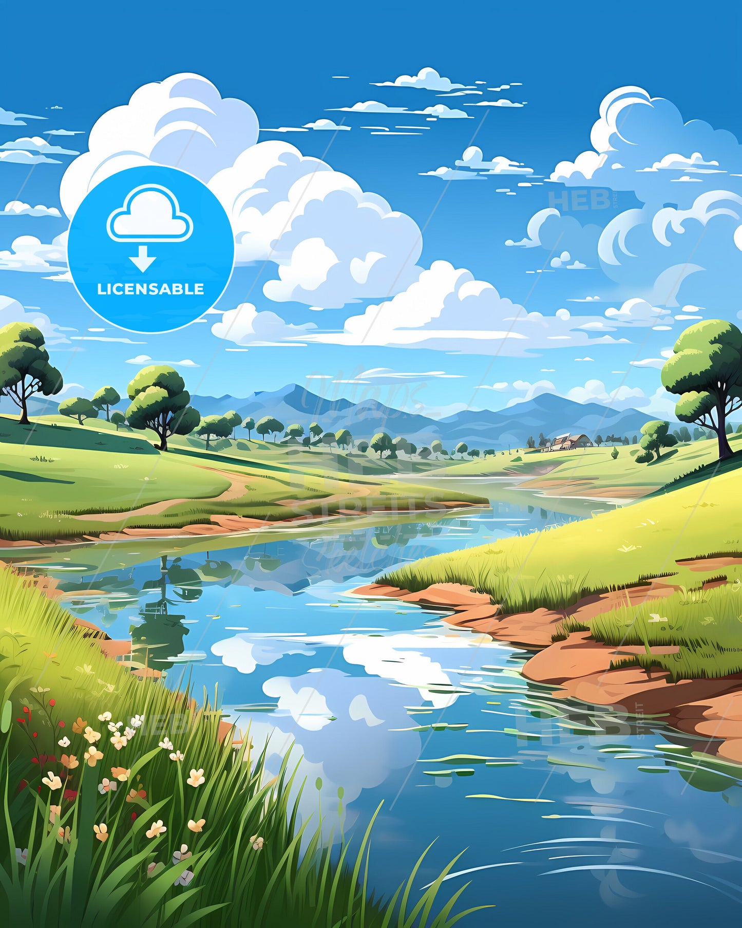 Abstract Artistic Ribeirao Preto Brazil Valley River Skyline Cityscape Painting