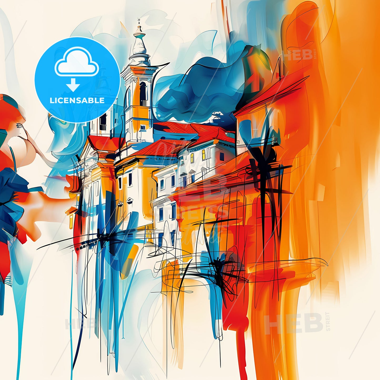 Vibrant Rijeka, Croatia - A Painting Of A Building