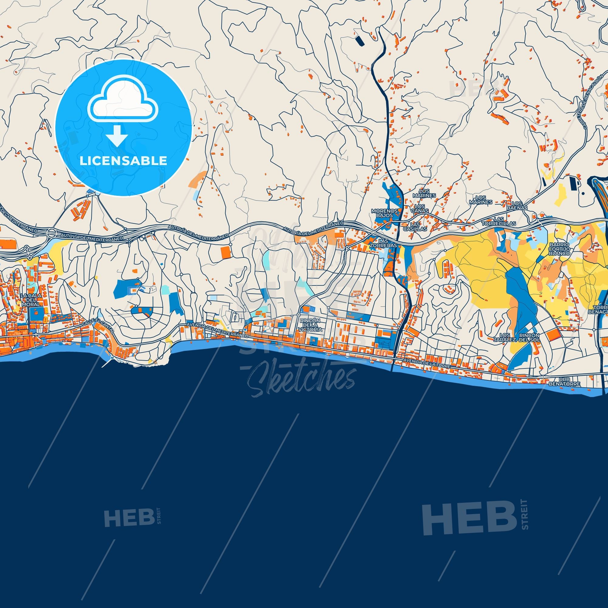 Colorful Rinc N De La Victoria Street Map With Labels And Buildings Labeled Art Map 1022496 15 