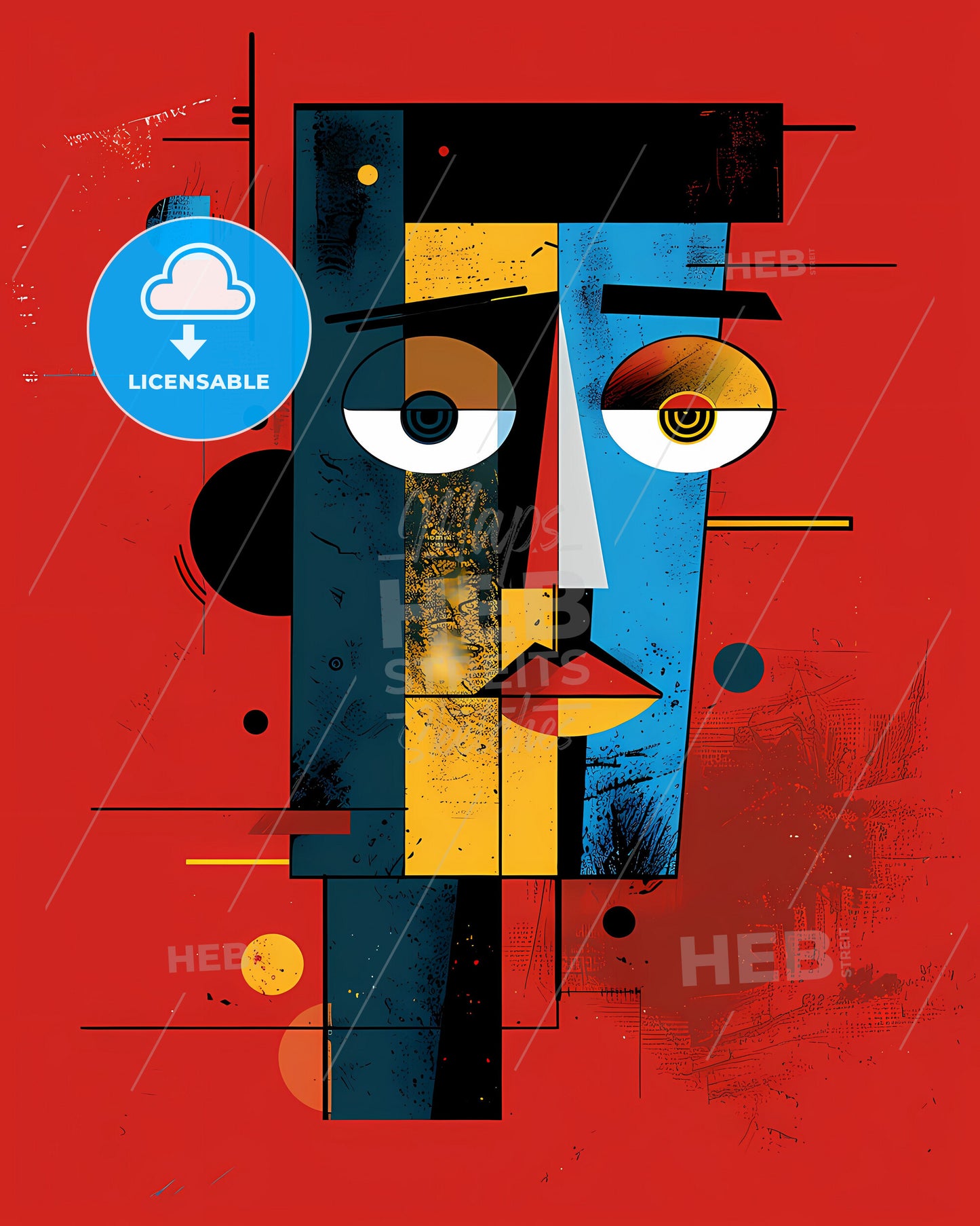 Abstract Multi-Colored Risograph Art: Lively Sound Designer Recording Sounds with Advanced Color Matching