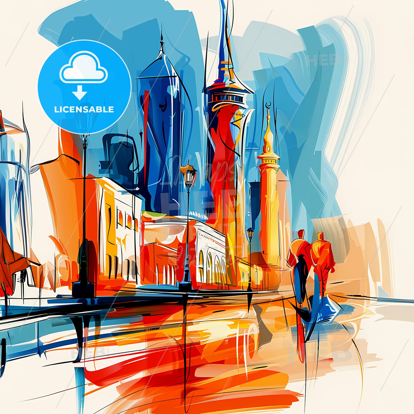 Vibrant Riyadh, Saudi Arabia - A Painting Of A City