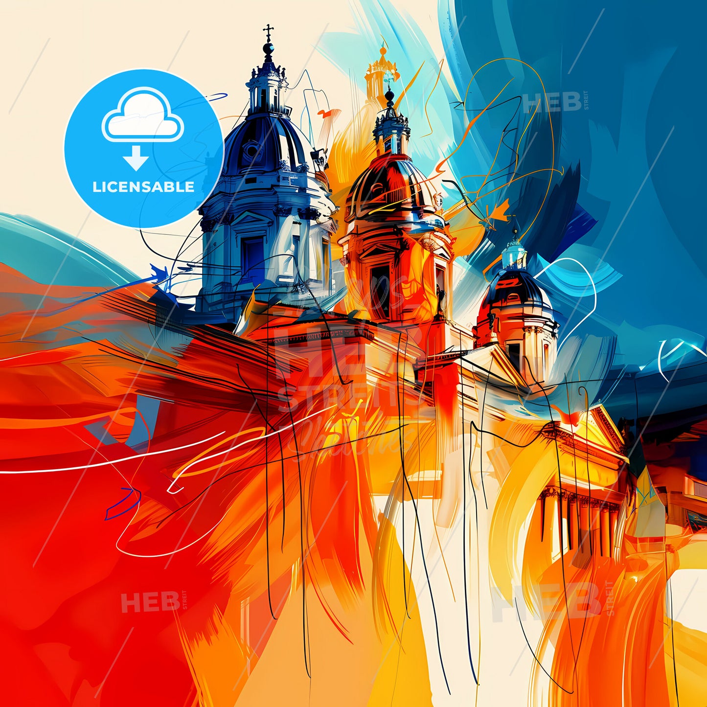 Vibrant Roma, Italy - A Colorful Painting Of A Building