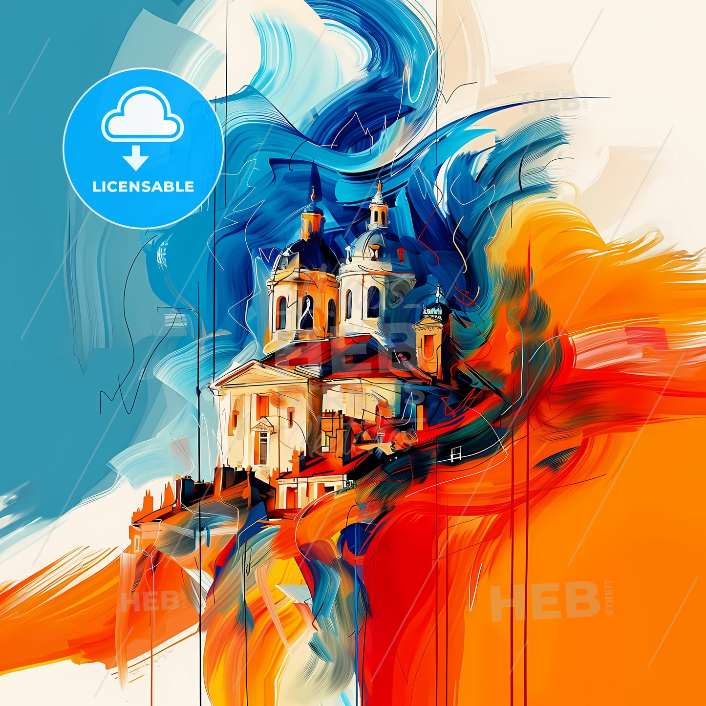 Vibrant Roubaix, France - A Painting Of A Building