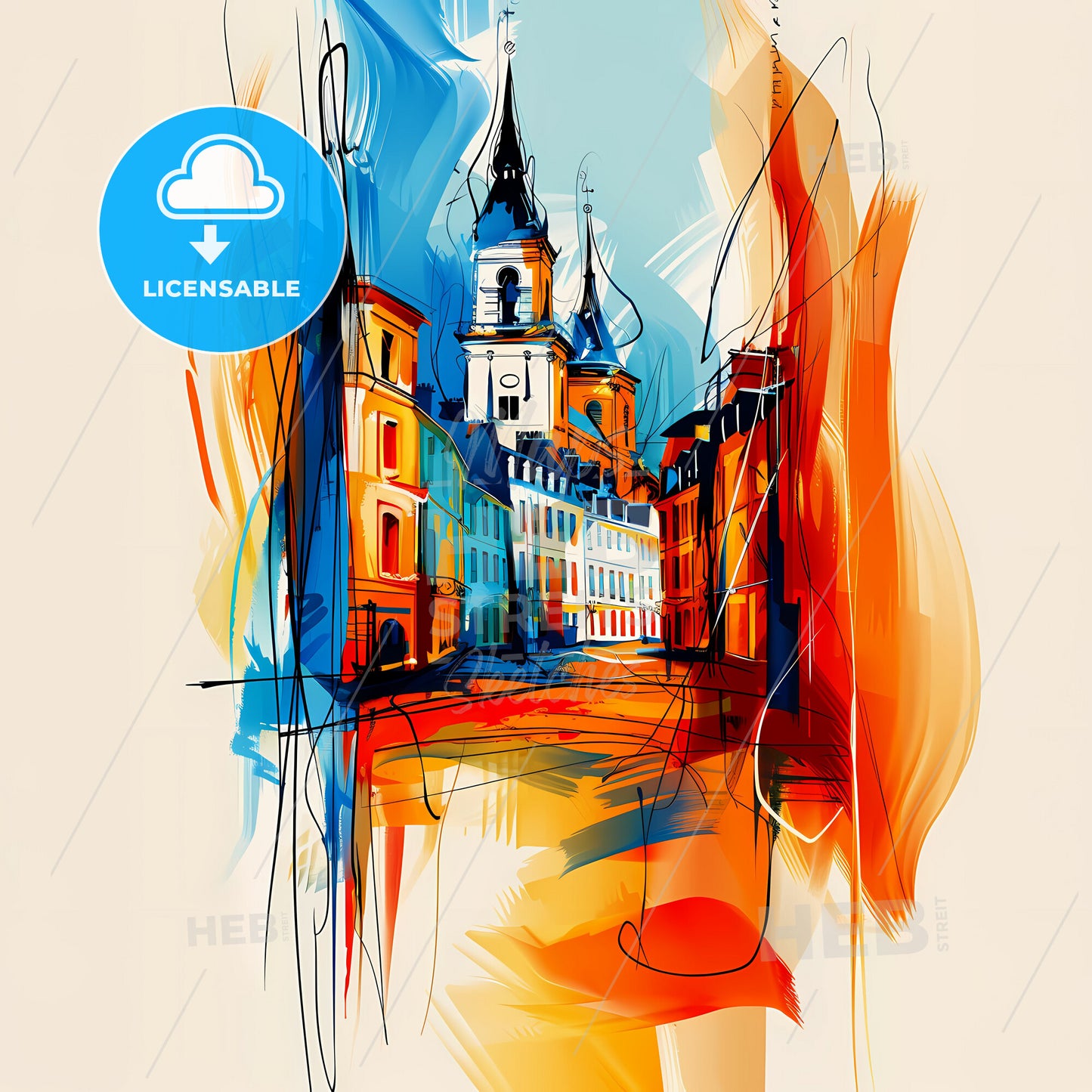 Vibrant Rouen, France - A Painting Of A Building