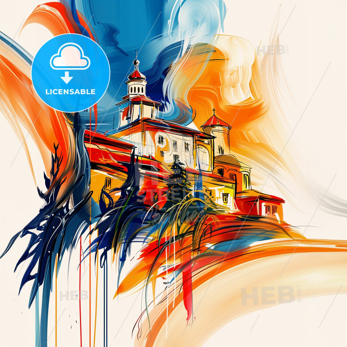 Vibrant Rustavi, Georgia - A Painting Of A Building