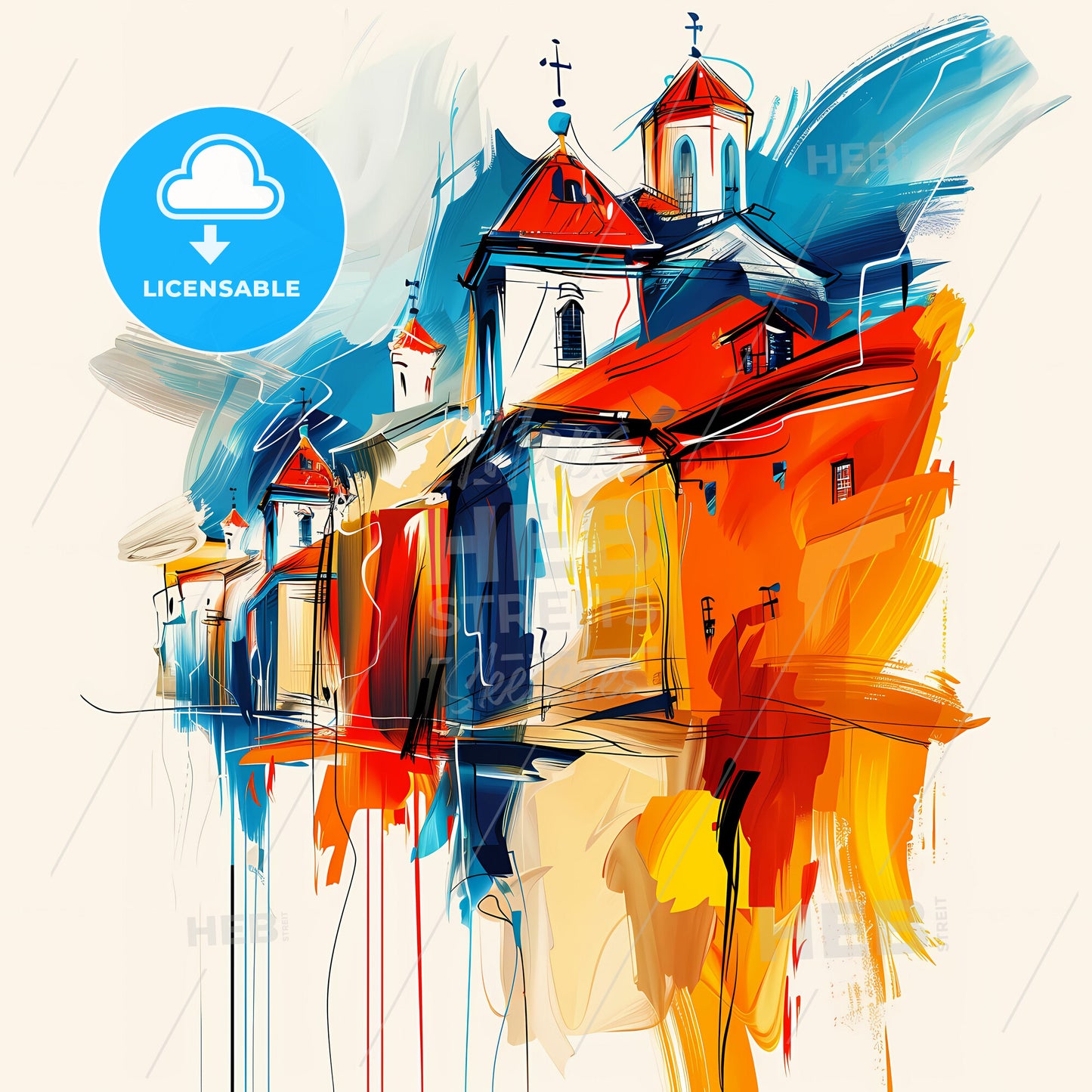 Vibrant Rustavi, Georgia - A Painting Of A Building