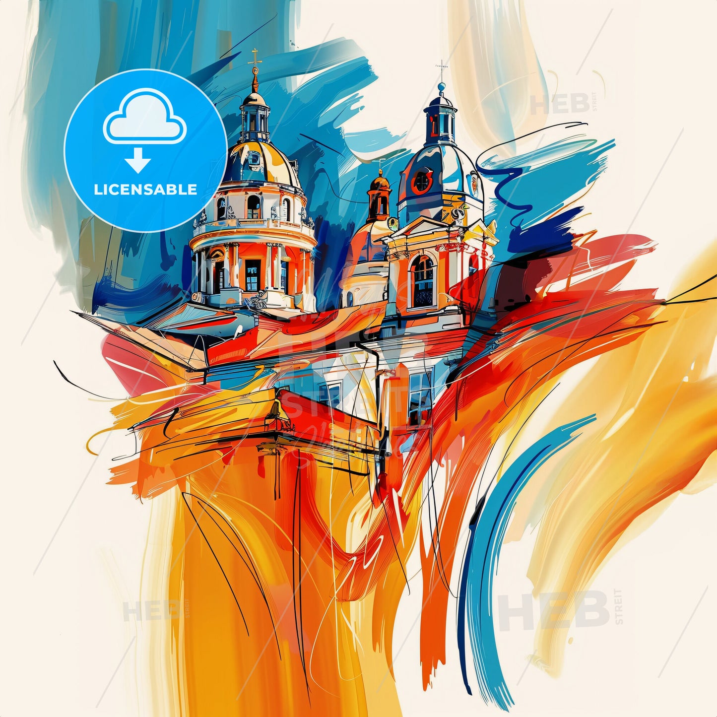 Vibrant Saint-Louis, France - A Painting Of A Building