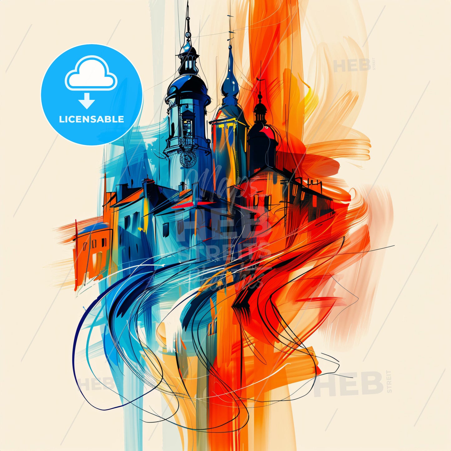 Vibrant Saint-Nazaire, France - A Painting Of A Building