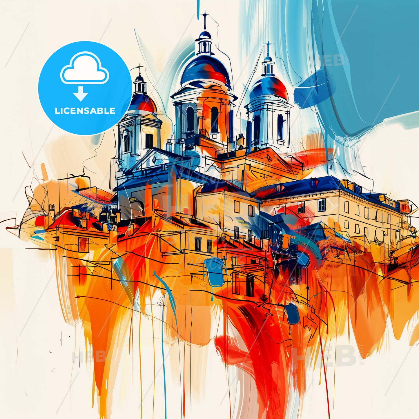 Vibrant Saint-Paul, France - A Painting Of A Building With A Colorful Background