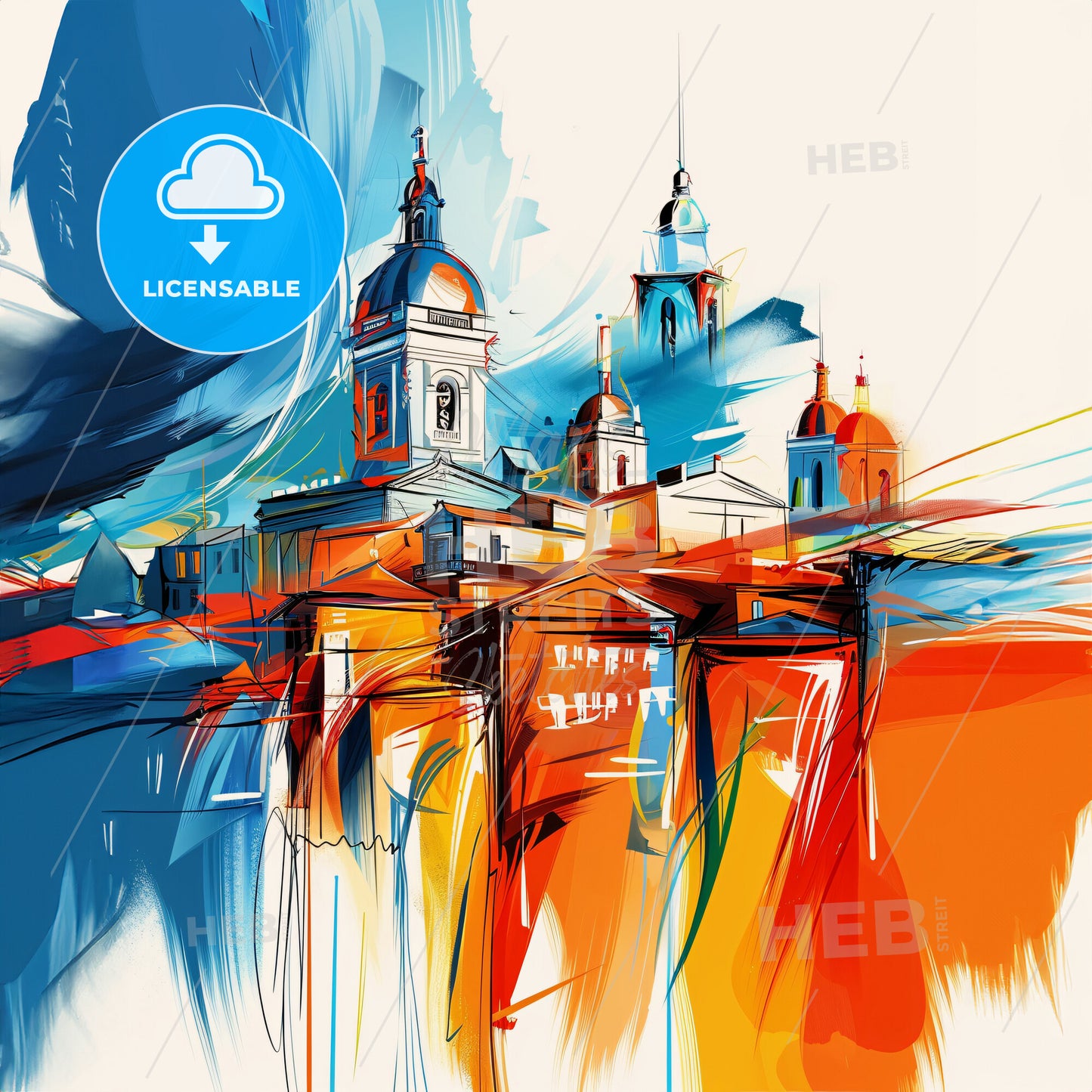 Vibrant Saint-Pierre, France - A Painting Of A Building