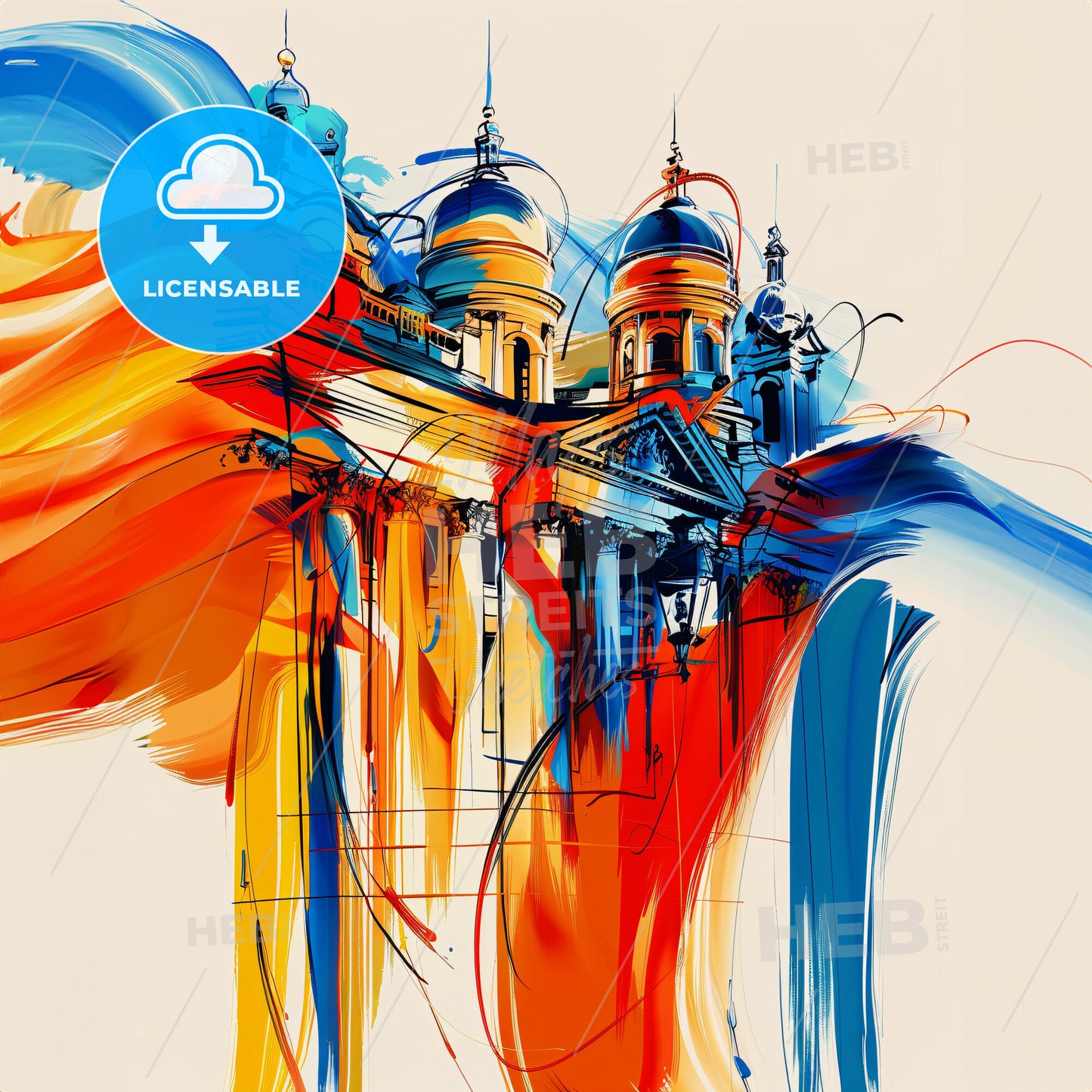 Vibrant Санкт-Петербург, Russia - A Colorful Painting Of A Building