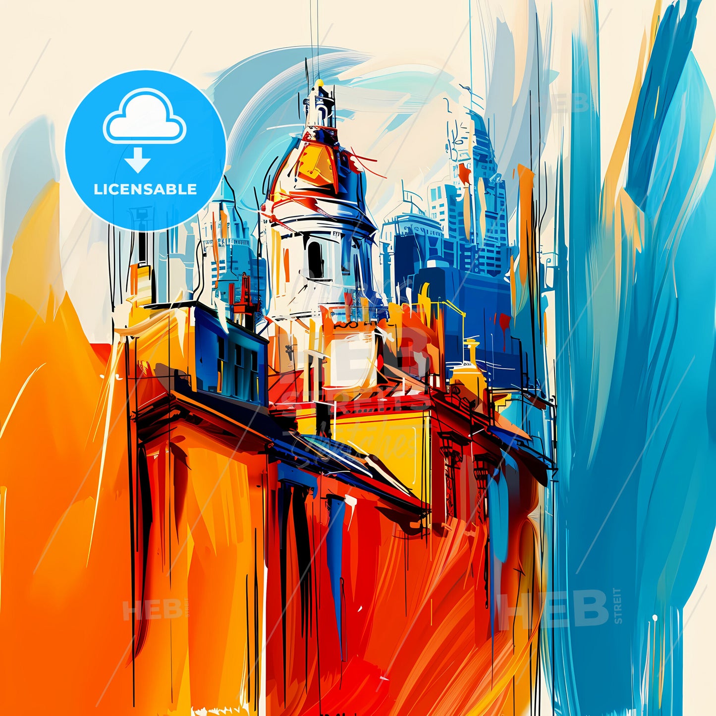 Vibrant Salem, Oregon - A Painting Of A Building With A Dome And A Tower