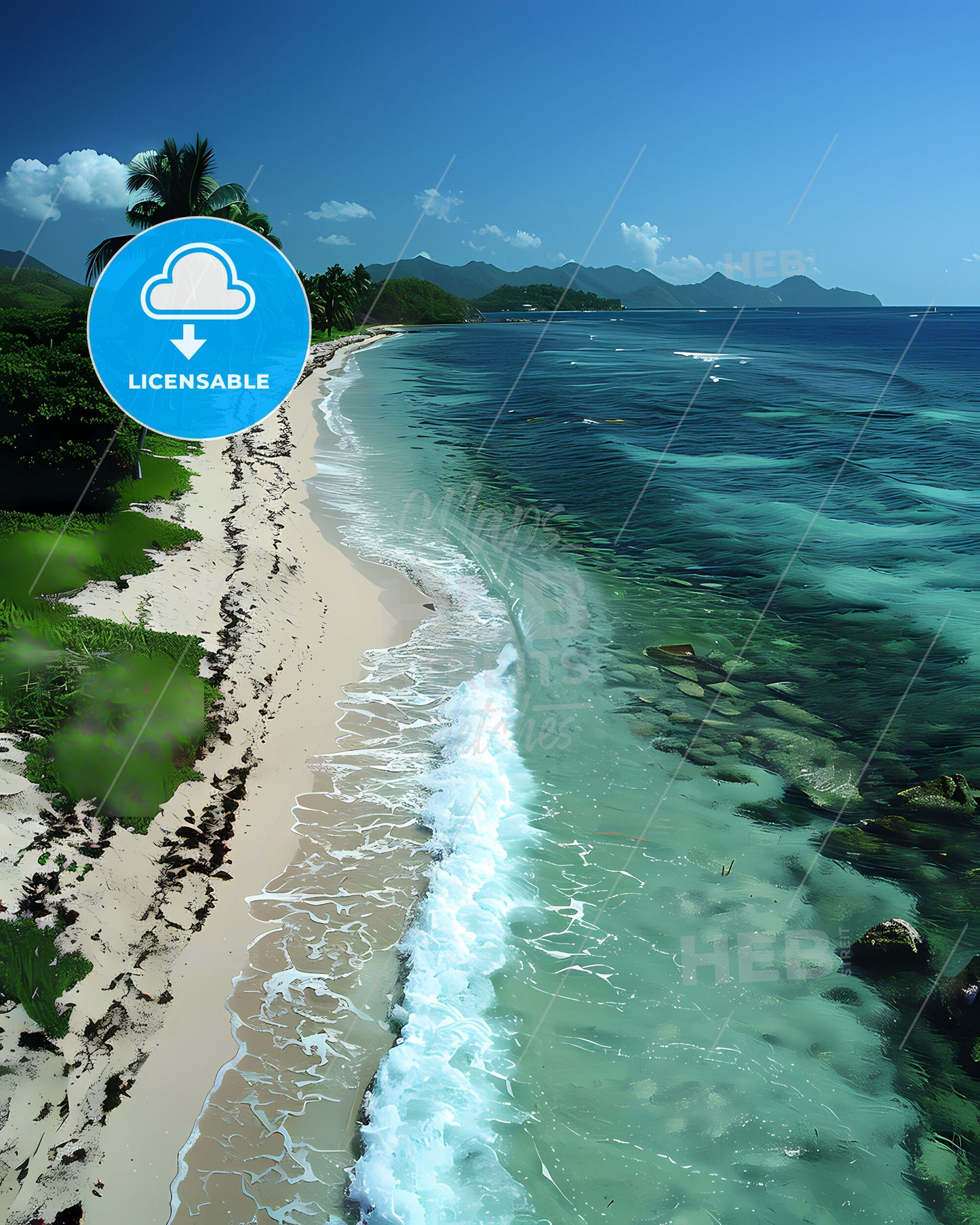 Caribbean Paradise: Vibrant Painting of San Andres and Providencia, North America Beach