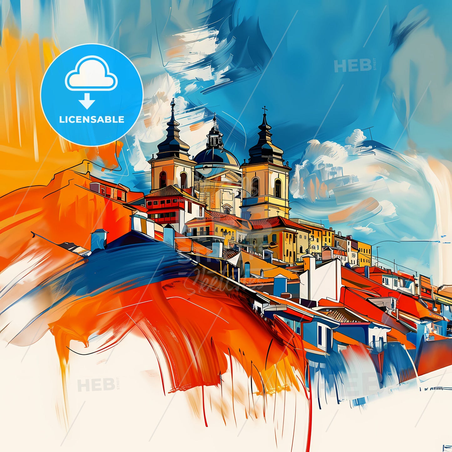 Vibrant San Blas, Spain - A Painting Of A Town