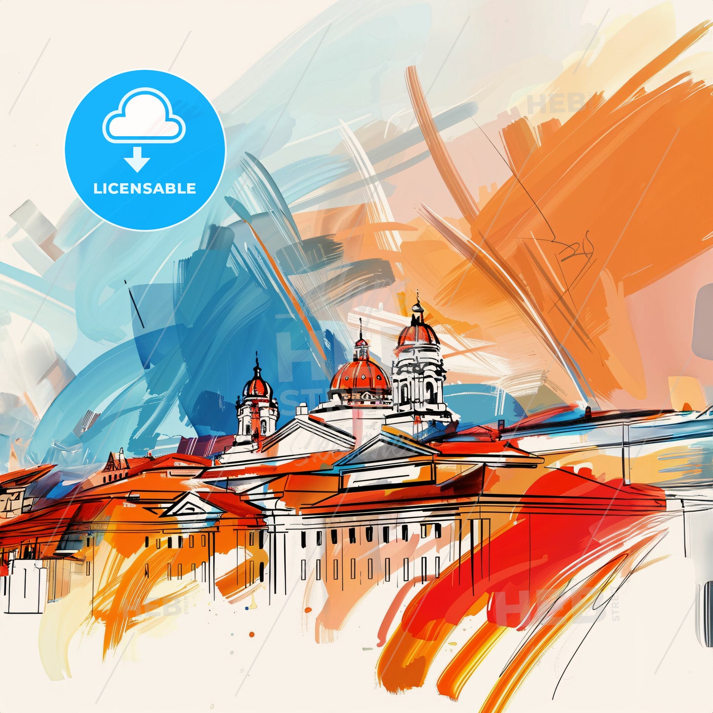 Vibrant San Jose, California - A Painting Of A Building With Colorful Paint