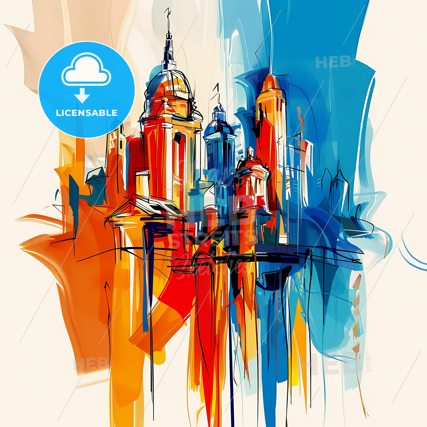 Vibrant San Mateo, California - A Colorful Cityscape With Towers And Spires