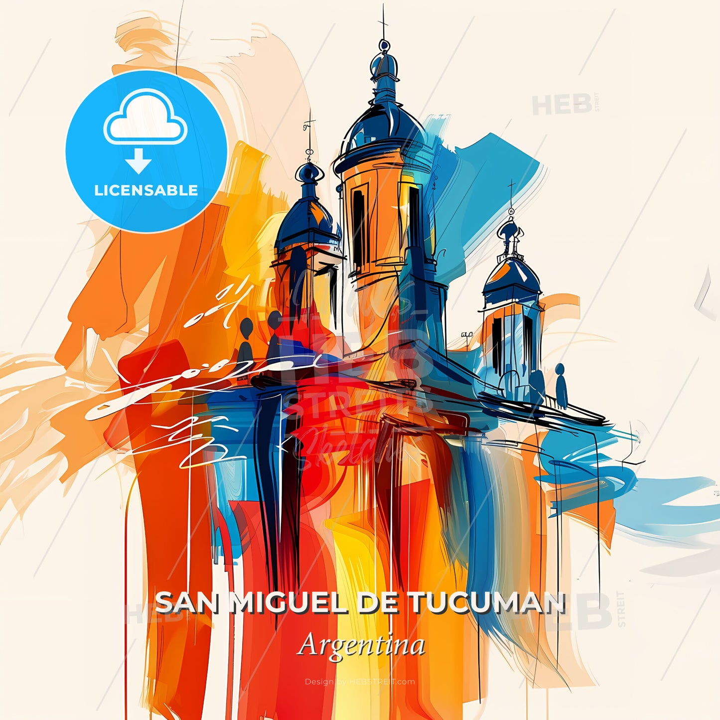 Vibrant San Miguel De Tucuman, Argentina - A Colorful Painting Of A Building - Square format print template