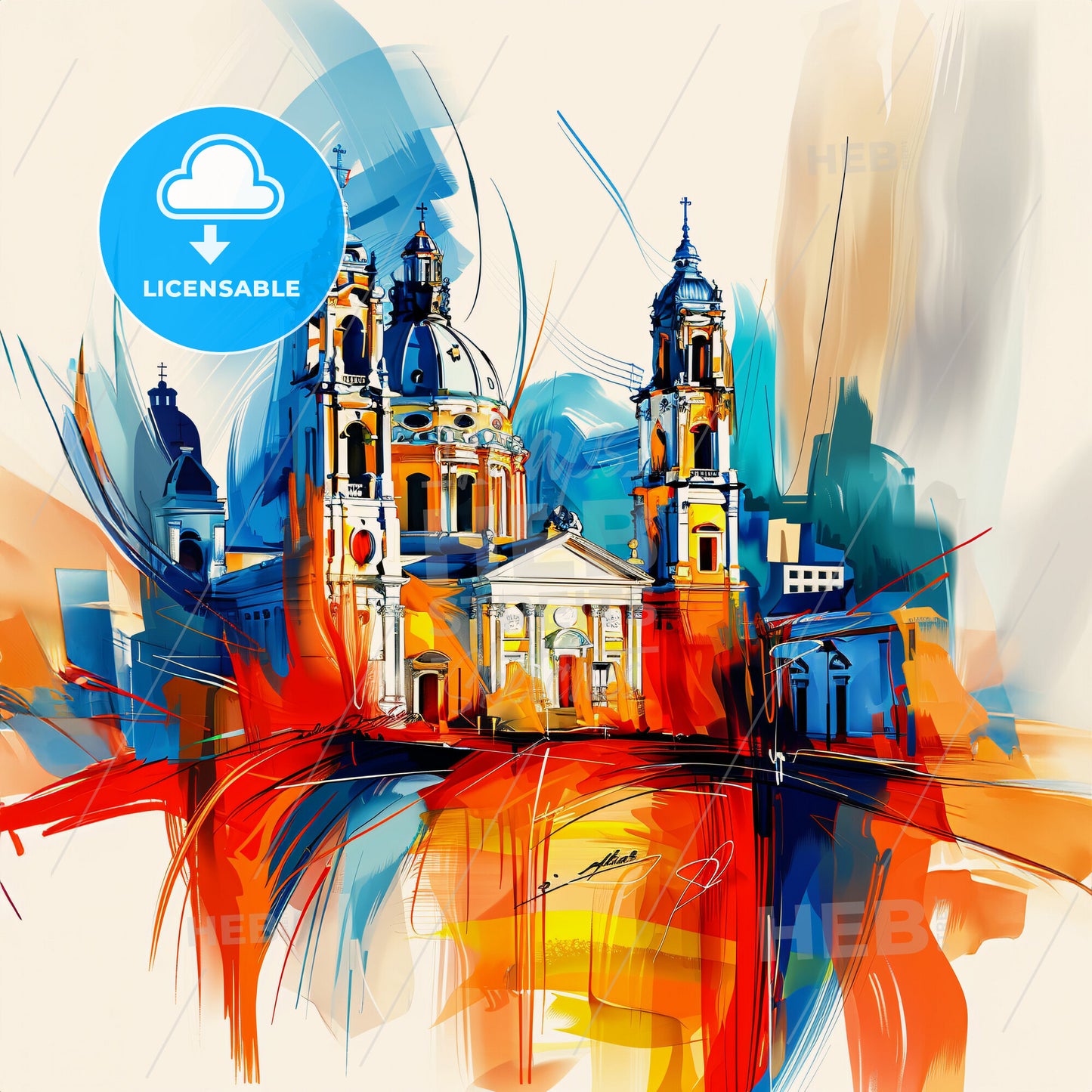 Vibrant San Nicolás De Los Garza, Mexico - A Painting Of A Building