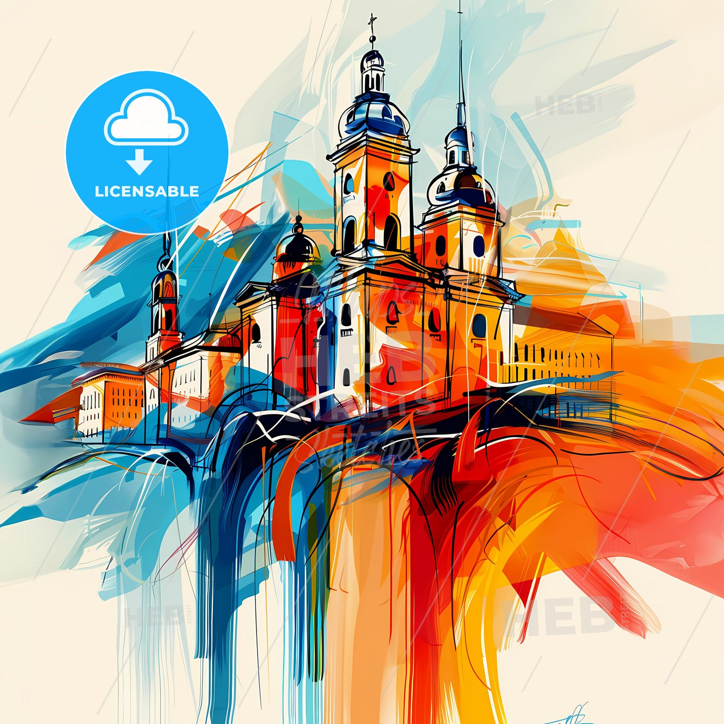 Vibrant Sandvika, Norway - A Painting Of A Building