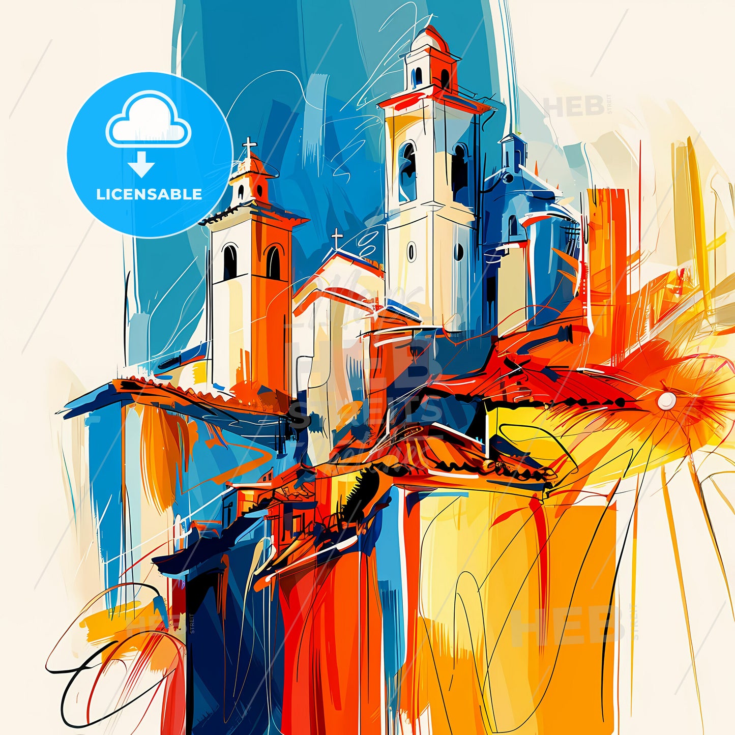 Vibrant Santo Andre, Brazil - A Painting Of A Building With Towers