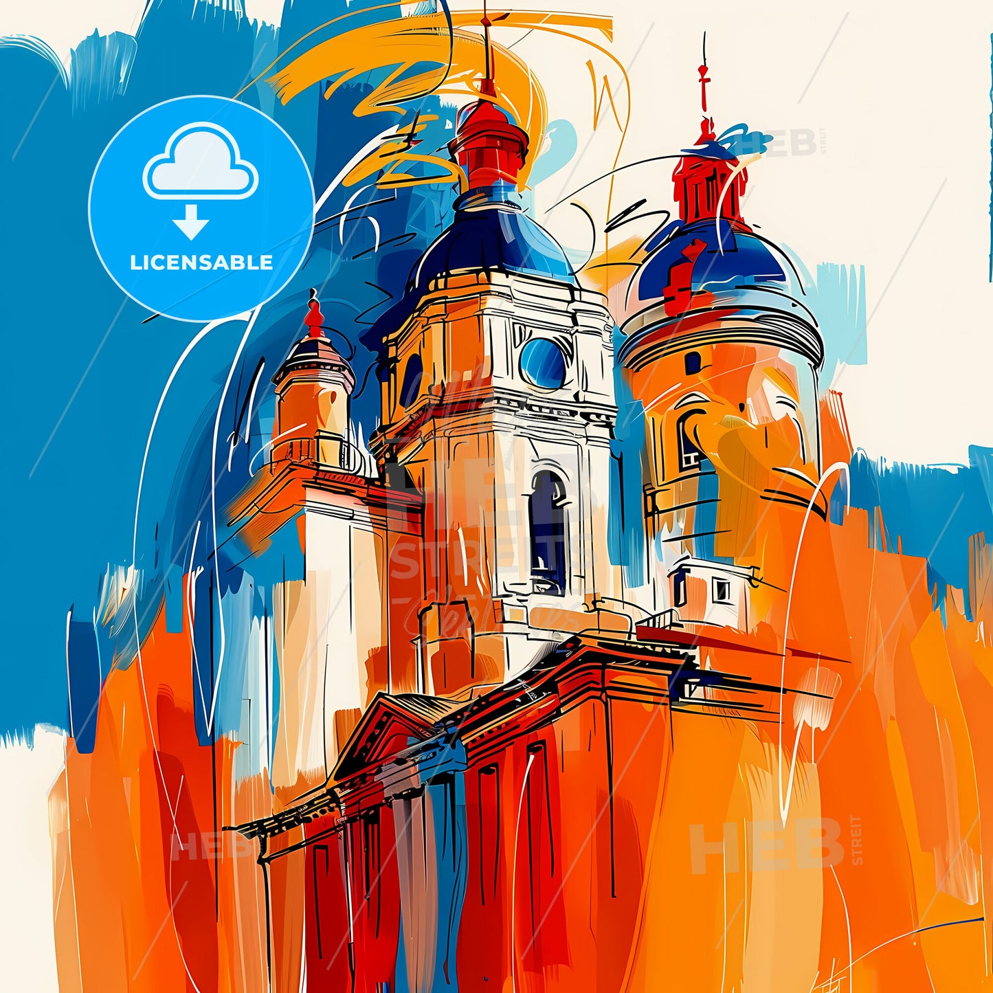 Vibrant Sao Paulo, Brazil - A Painting Of A Building With Blue And Orange Colors