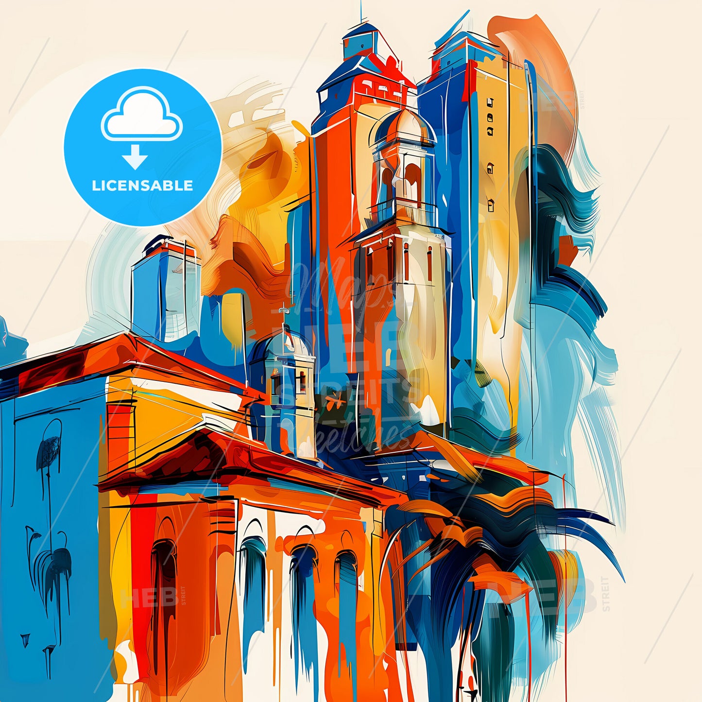 Vibrant Sao Vicente, Brazil - A Painting Of A Building