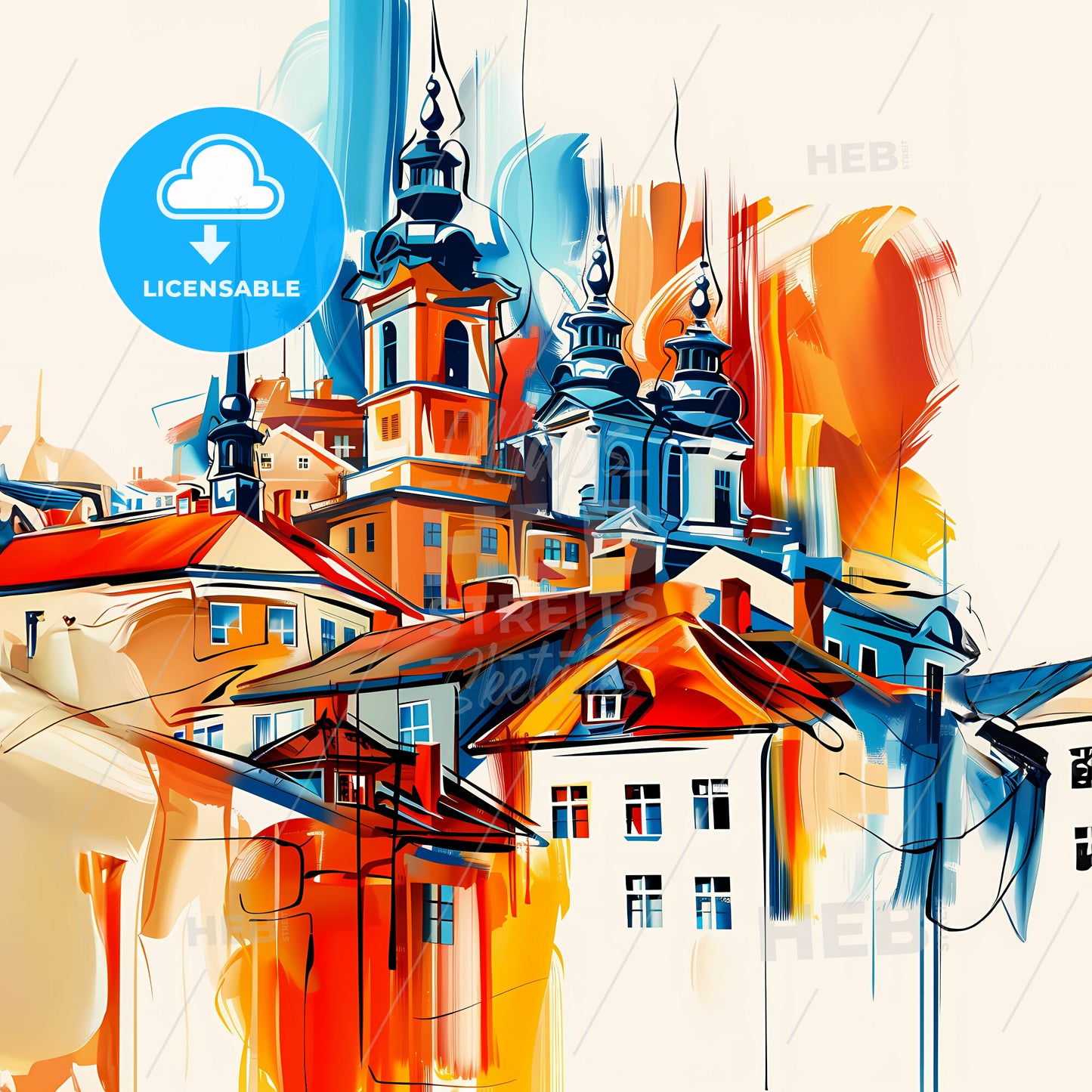 Vibrant Sarpsborg, Norway - A Painting Of A Town