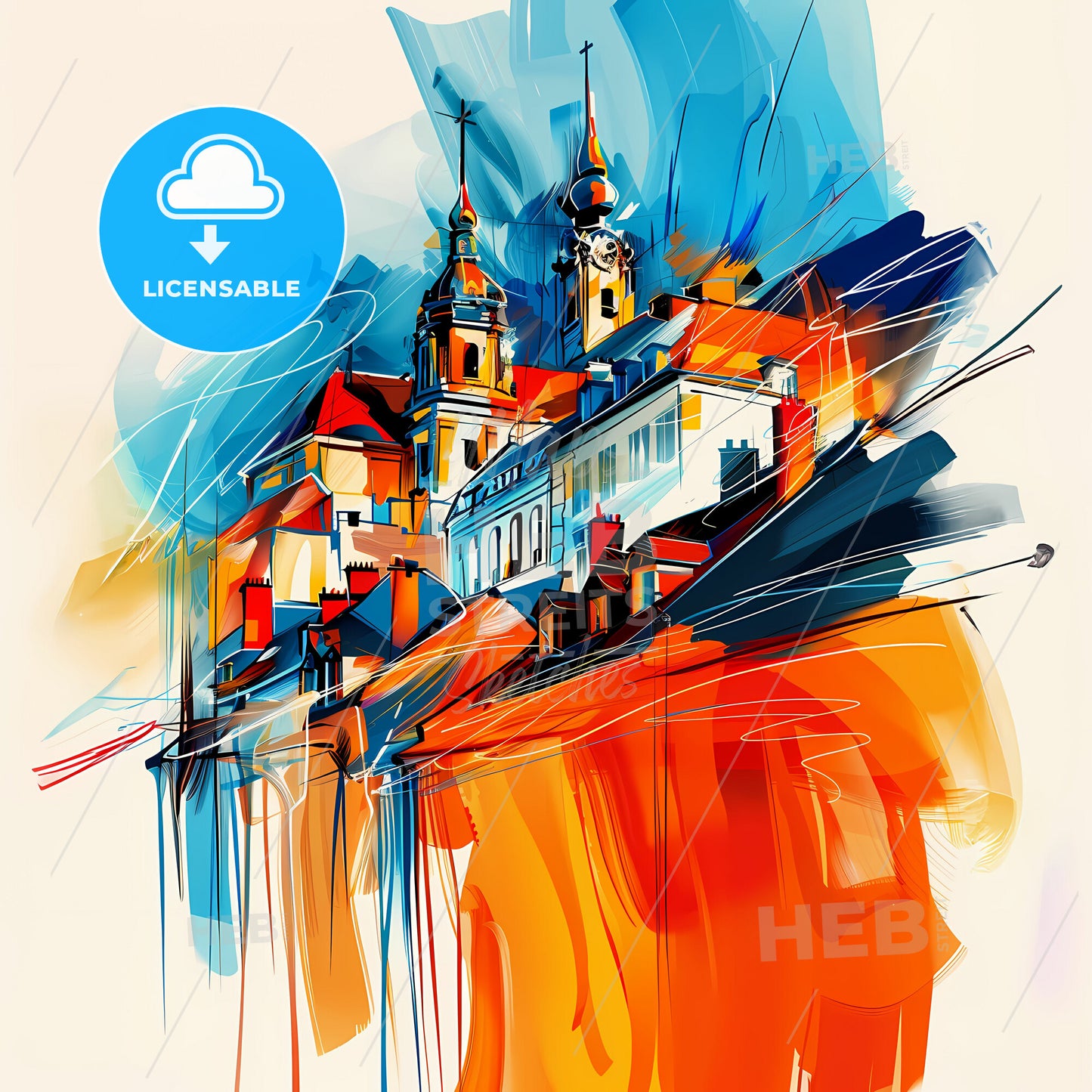Vibrant Sartrouville, France - A Painting Of A Building