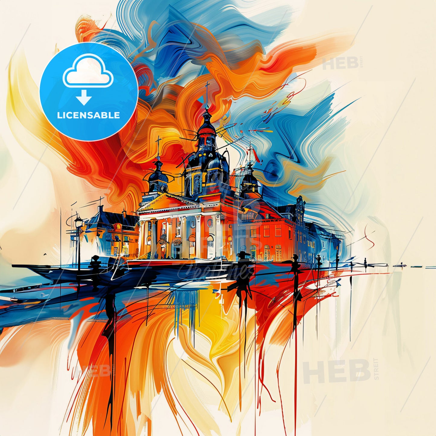 Vibrant Schiedam, Netherlands - A Painting Of A Building With Colorful Paint