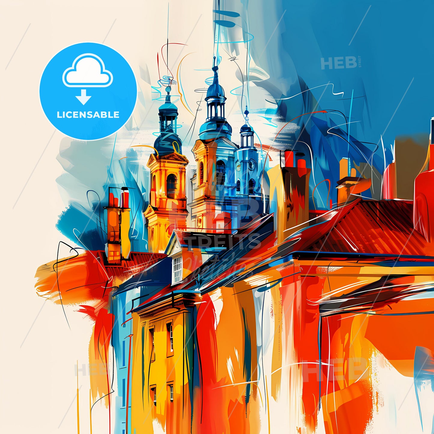 Vibrant Scunthorpe, England - A Painting Of A Building With Towers