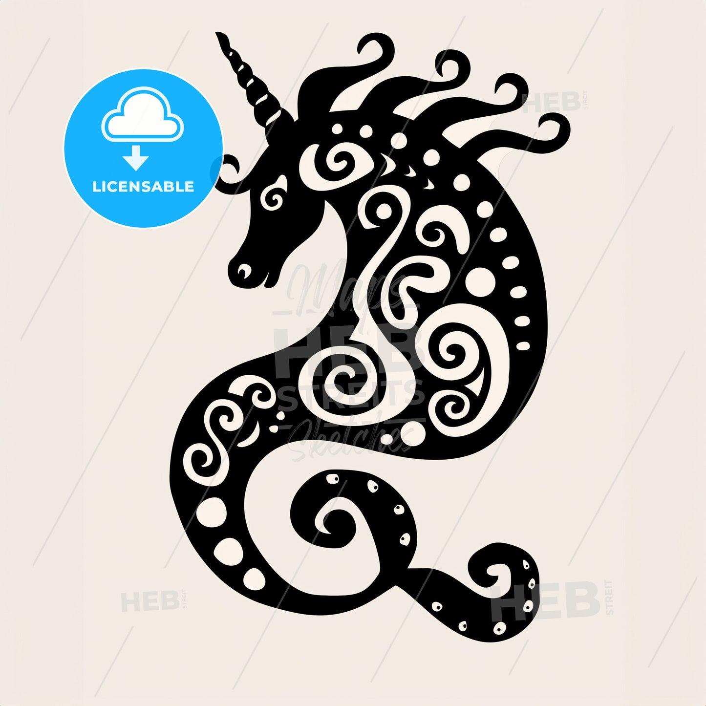 Seahorse - A Black And White Drawing Of A Unicorn