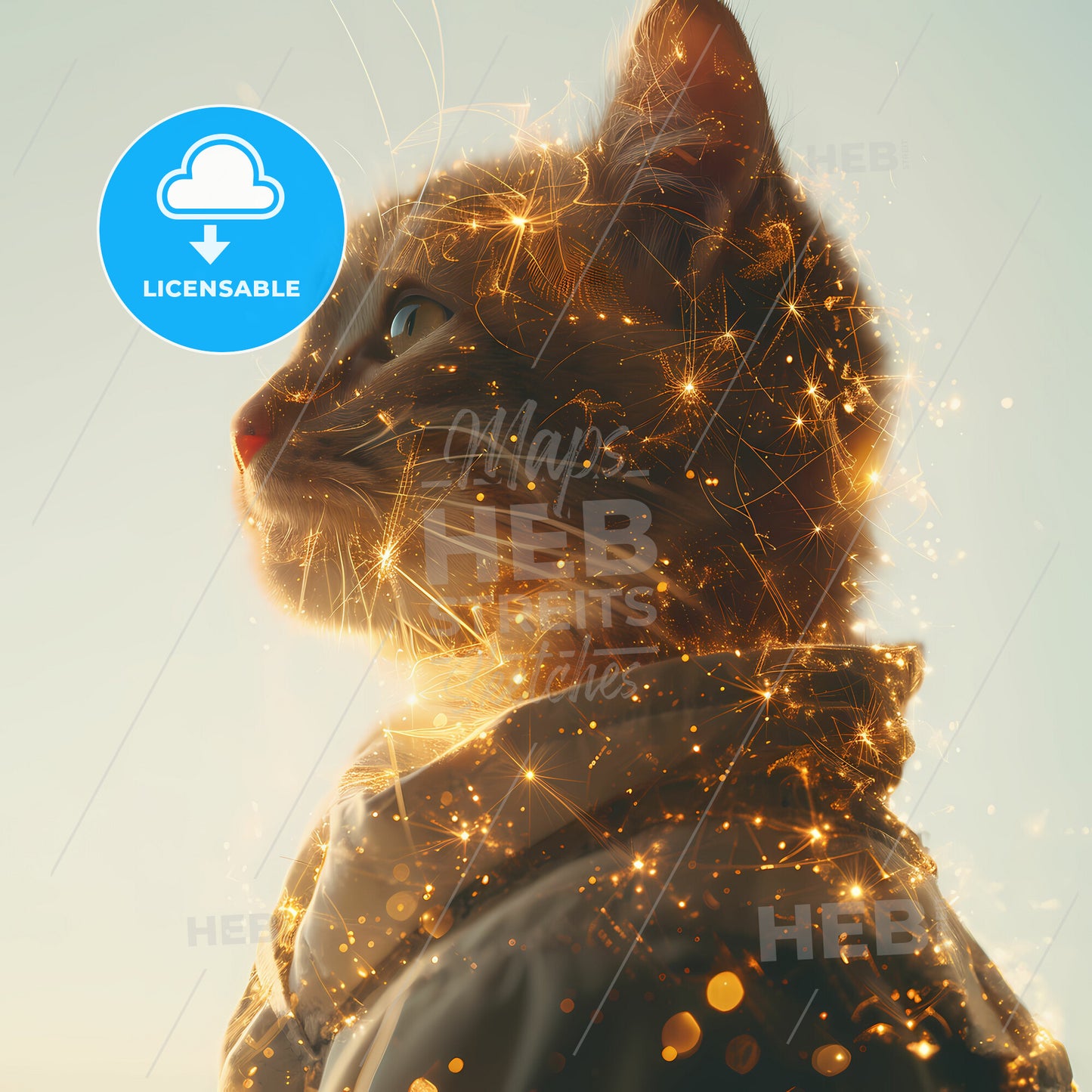 Self-Portrait of the Artist as a Young Cat - A cat with sparkles in the air