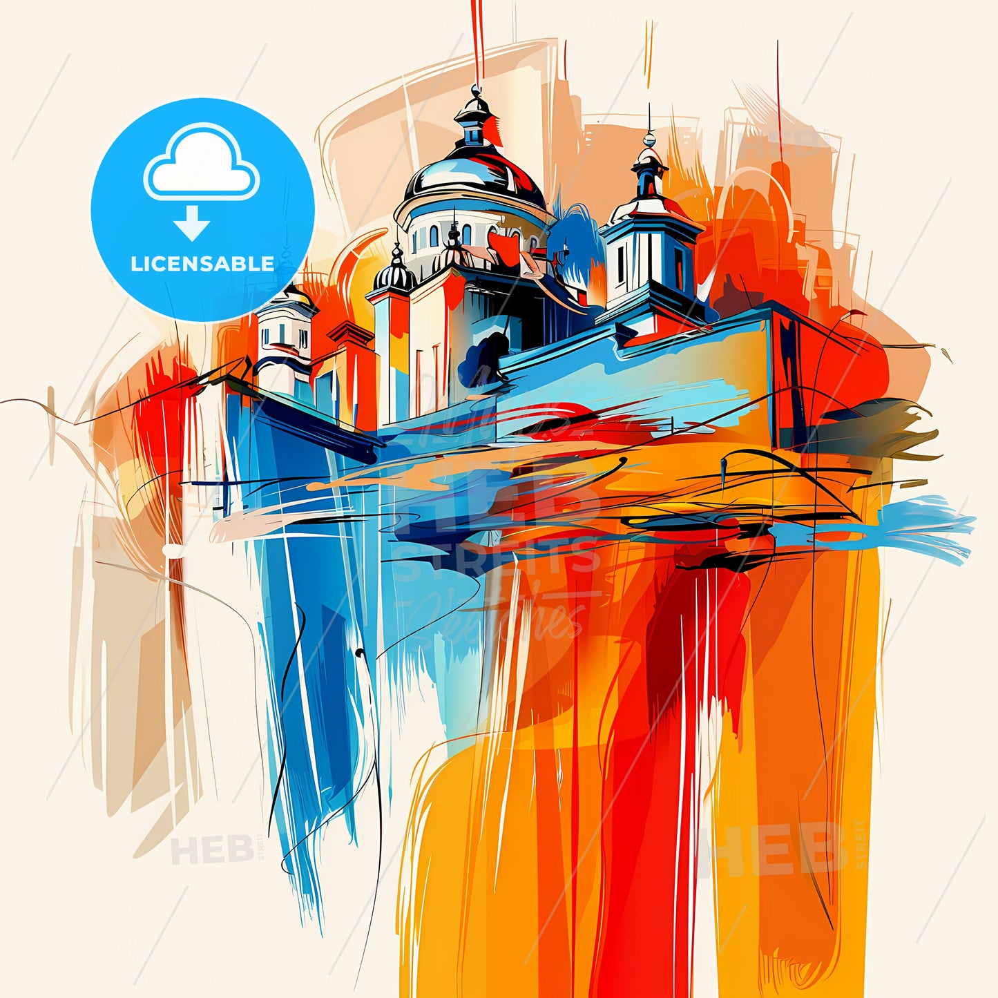 Vibrant Sendai, Japan - A Colorful Painting Of A Building